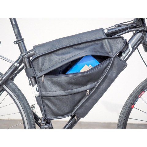 Sac triangle en cuire (sky) de cadre pour batterie