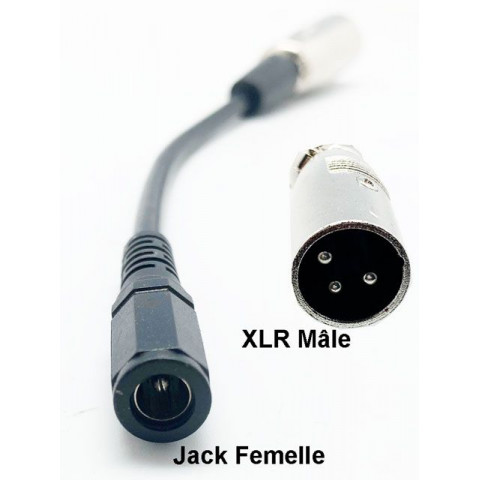 Adaptateur pour prise de charge  XLR mâle - Jack femelle DC 2.1mm