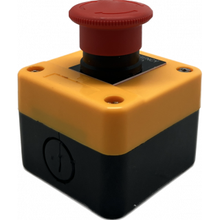 Arrêt d'urgence Ø40mm monté sur boitier simple emplacement (couleur jaune)