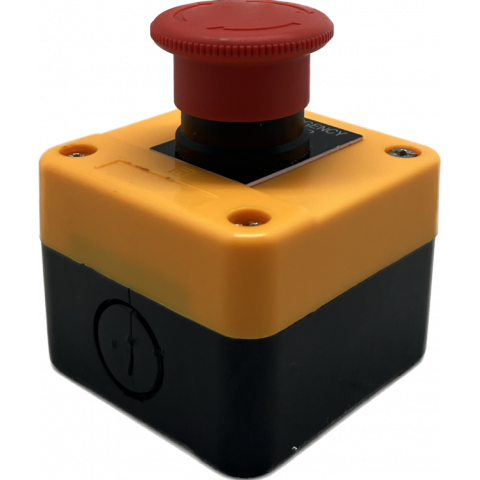 Arrêt d'urgence Ø40mm monté sur boitier simple emplacement (couleur jaune)