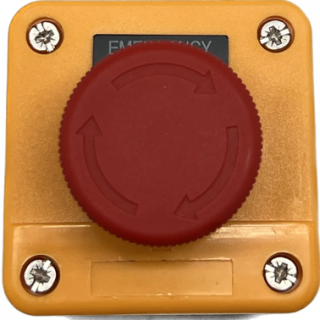 Arrêt d'urgence Ø40mm monté sur boitier simple emplacement (couleur jaune)