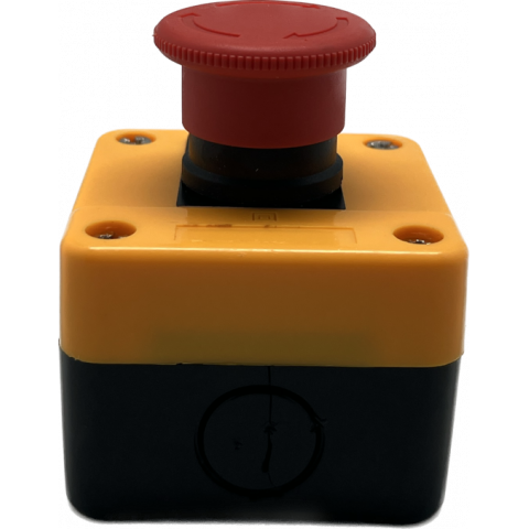 Arrêt d'urgence Ø40mm monté sur boitier simple emplacement (couleur jaune)