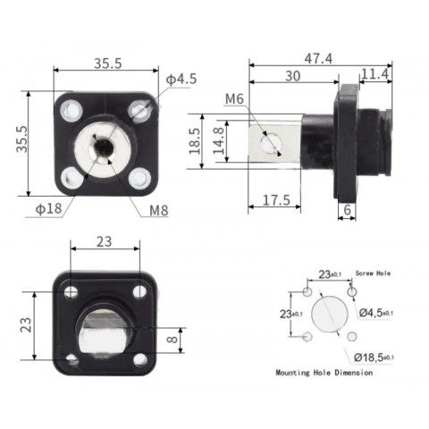 Terminal pour batterie carré 200A cuivre