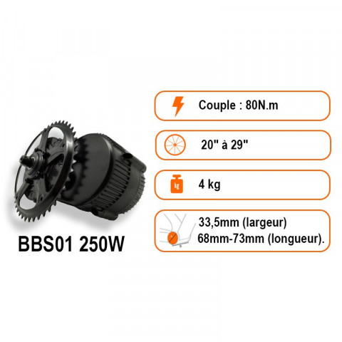 Kit moteur pédalier Bafang BBS01 B 250W-400W