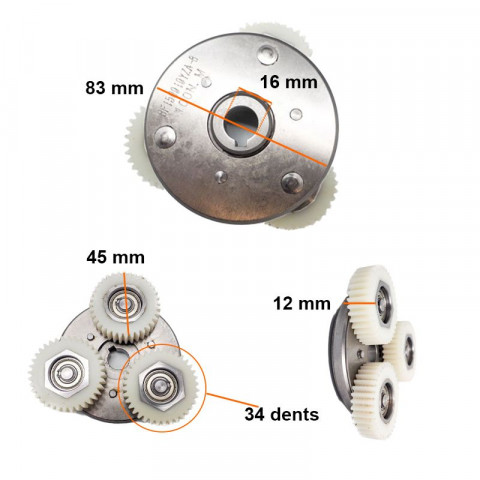 train épicycloïdal pour moteur Fatty Bafang RMG06