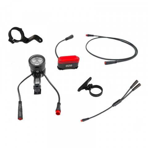 Eclairage avant 200 lumens pour vélo electrique. Lampe OZO. alimentation de  18V à 56V DC