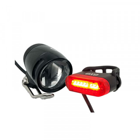 Pack éclairage avant/arrière 100 Lumens AV / AR pour tige de sellle pour vélo électrique